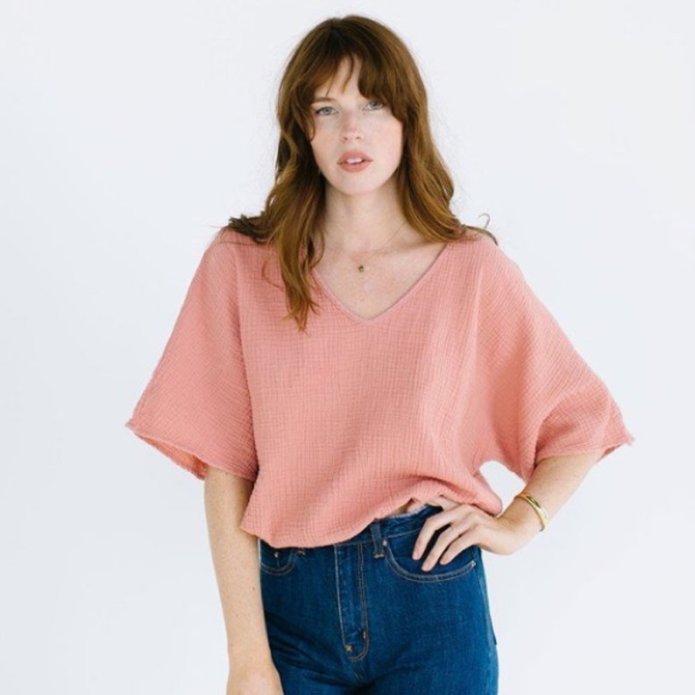 Suunday Gauze Dolman Top in Terra Cotta